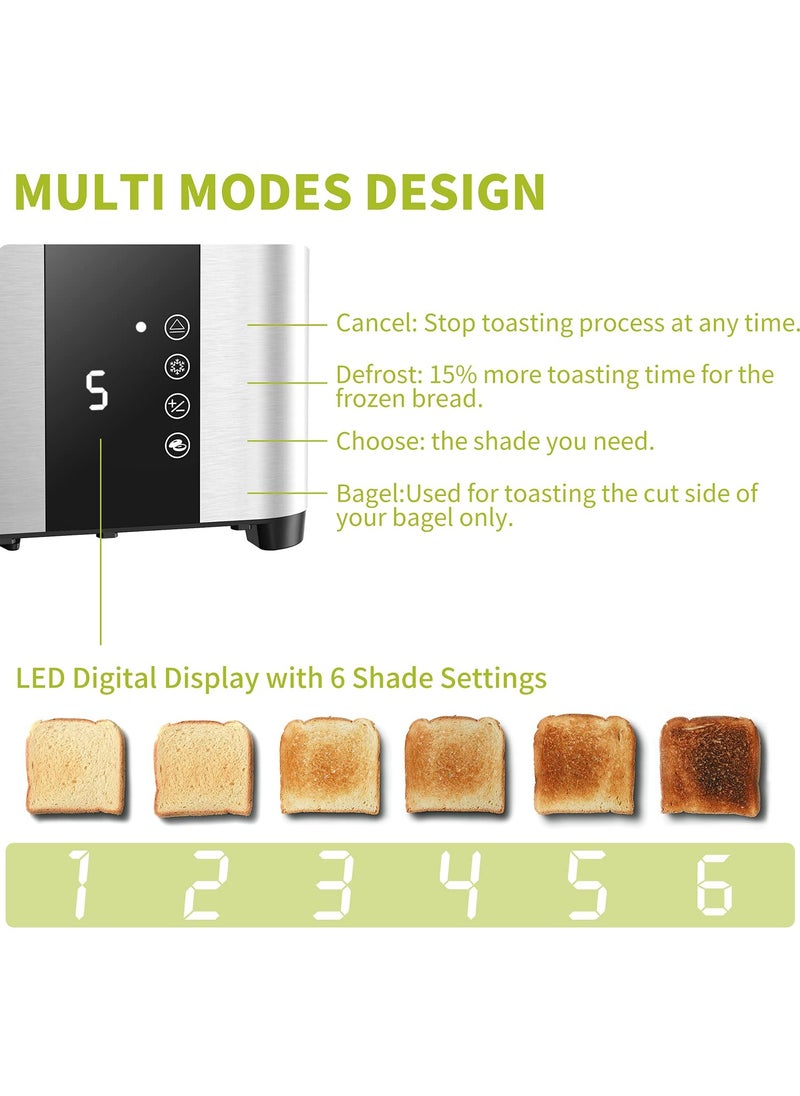 Generic 2-Slice Toaster with Extra-Wide Slots Slim Design – Adjustable Temperature Control, Defrost & Reheat Functions, 1.5-inch Wide Slots for Bread, Bagels & Snacks, Stainless Steel Toaster for Breakfast  - Image 3