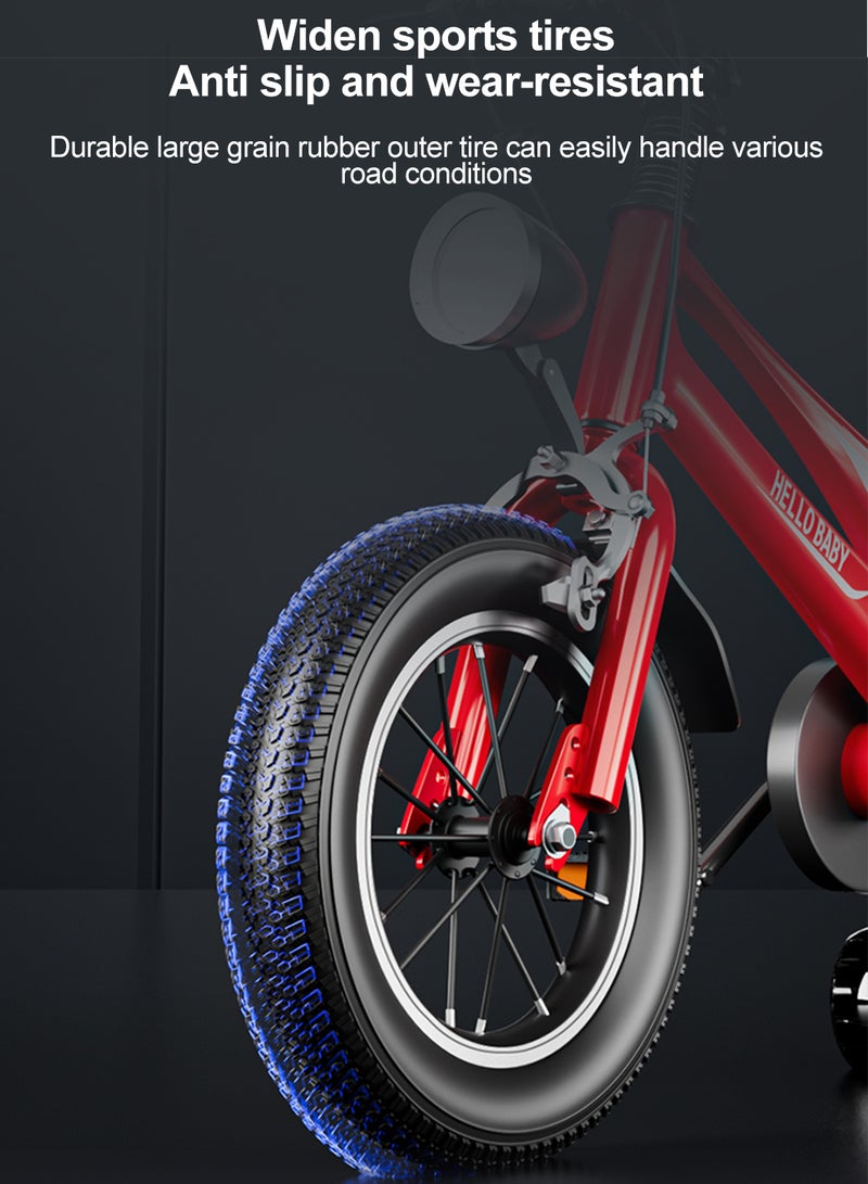 HELLO BABY 14 Inch Kids Bike High Carbon Steel Kids' Bike Children's Bicycle For 3-6 Years Old Girls And Boys With Training Wheels Wear-Resistant Tires Sensitive Handbrake Safe and Stable - Image 4