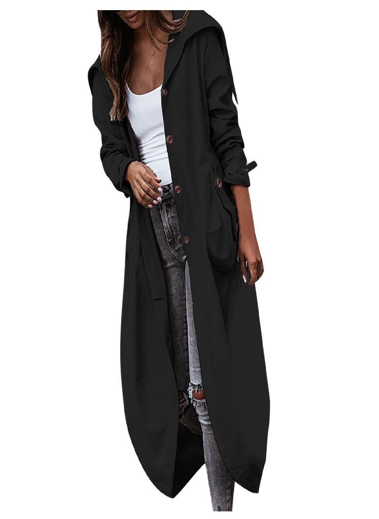 Eckek - Women's Solid Colour Loose Casual Temperament Hooded Mackintosh Cloth Windbreaker Jacket - Image 1