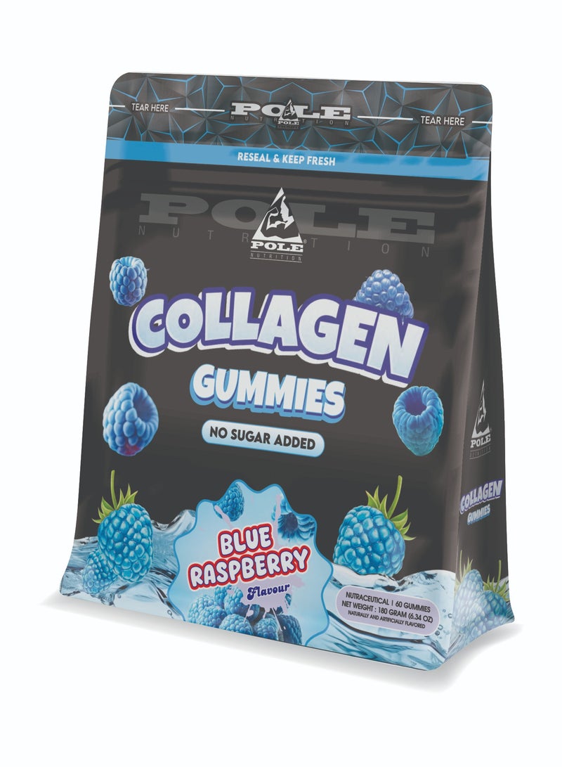 POLE NUTRITION Collagen Gummies - Skin & Joint Support with Glutathione & Biotin (Blue Raspberry, Sugar-Free)  - Image 1