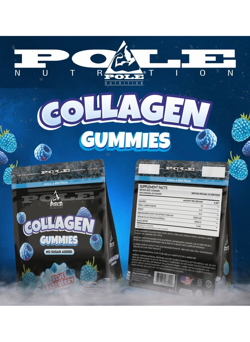 POLE NUTRITION Collagen Gummies - Skin & Joint Support with Glutathione & Biotin (Blue Raspberry, Sugar-Free)  - Image 4