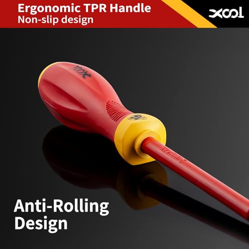 XOOL 1000V Insulated Electrician Screwdriver Set, 8-Piece with Magnetic Tips, Non-Slip Handle, Slotted & Phillips, Chrome Vanadium Steel, VDE & GS Certified for Safe Electrical Work - Image 5