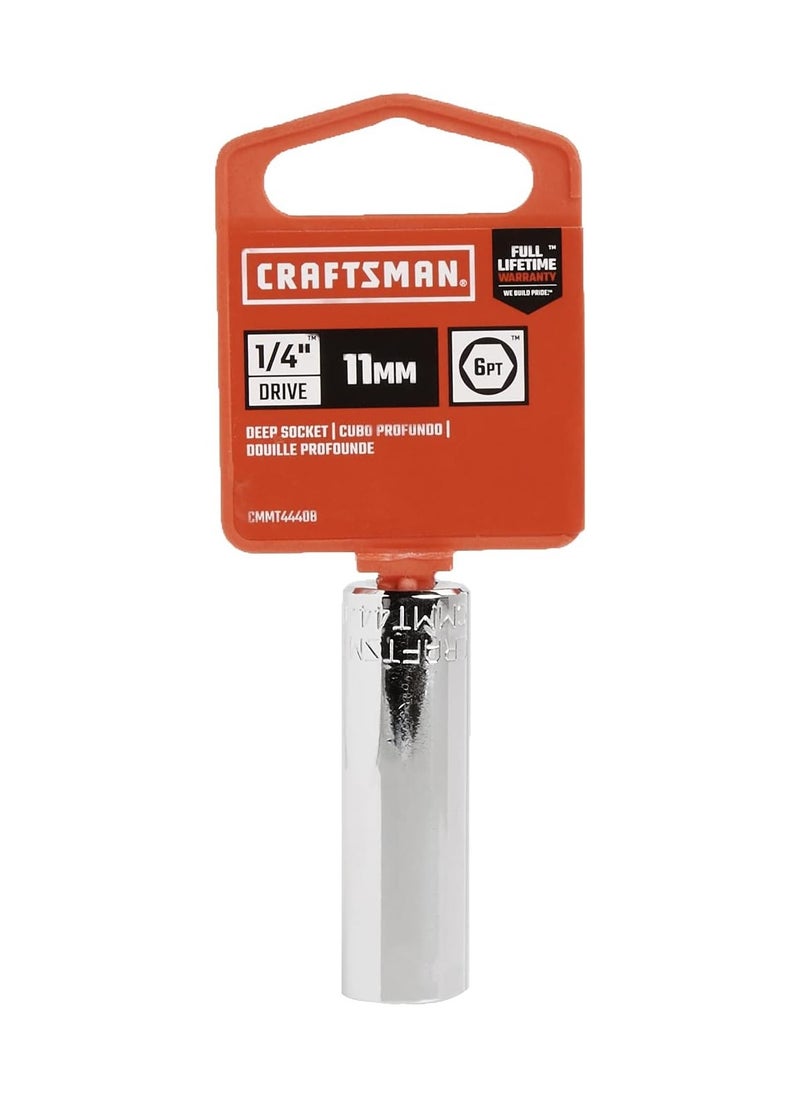 CRAFTSMAN - Deep Socket, Metric, 1/4-Inch Drive, 11mm, 6-Point - Image 1