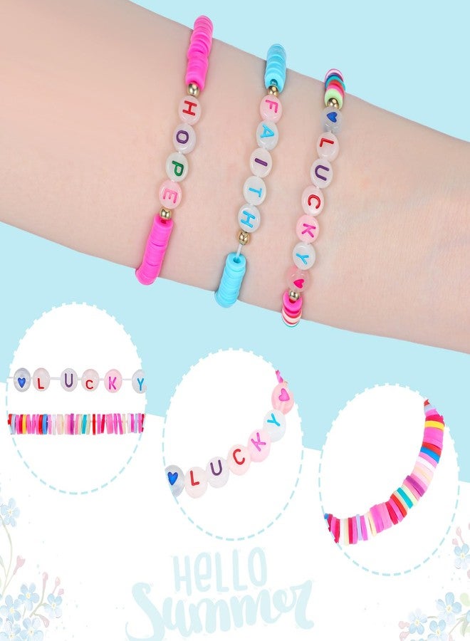 Sureio 24 Pcs Friendship Bracelets Bulk Colorful Glow in The Dark Bracelets Back to School Glow Friendship Gifts Beaded Letter Heart Surfer for Girls Women School Tween Girl Party Favors - Image 3