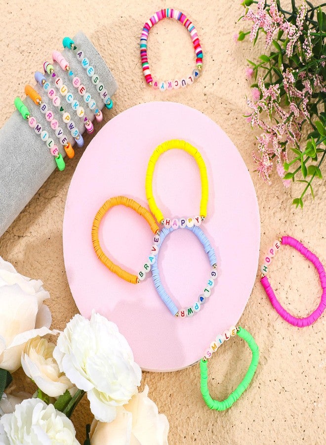 Sureio 24 Pcs Friendship Bracelets Bulk Colorful Glow in The Dark Bracelets Back to School Glow Friendship Gifts Beaded Letter Heart Surfer for Girls Women School Tween Girl Party Favors - Image 5