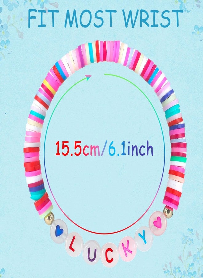 Sureio 24 Pcs Friendship Bracelets Bulk Colorful Glow in The Dark Bracelets Back to School Glow Friendship Gifts Beaded Letter Heart Surfer for Girls Women School Tween Girl Party Favors - Image 2