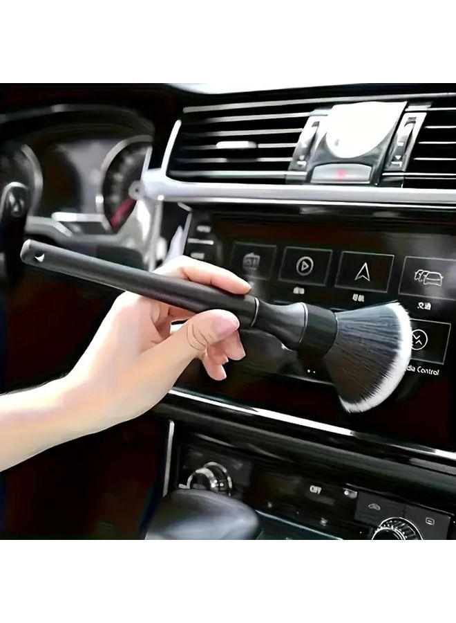 4 In 1 Car Interior Cleaning Brushes with Large Yellow Brush Head Soft Bristles Black Plastic Handle Dual Bristle Design Scratch Free Multi Purpose For Vents Dashboards And Car Accessories Interior Ergonomic Grip Durable Construction Sleek Design - Image 1