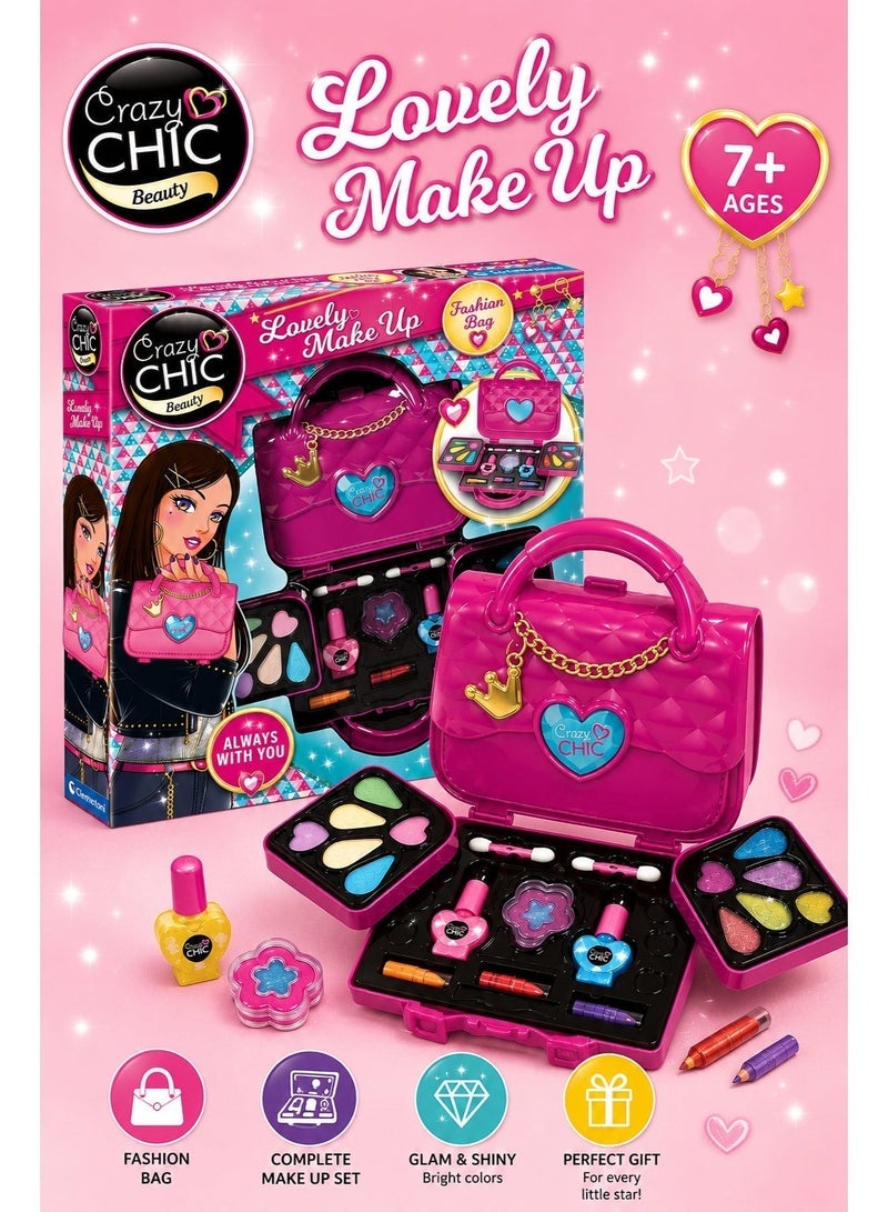 Clementoni Crazy Chic Lovely Fashion Makeup Bag - Safe and Washable Kids' Cosmetics, Makeup Set for Girls Ages 6 and Up - Image 1