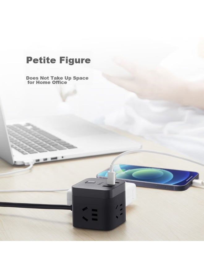 Bull 20w Pd Apple Fast Charging Cube Power Strip/extension Cord/power Bar/power Strip, Type-c+usb+3 Outlets, 1.5 Meters Long, Black, Gnv-uu2203h With Master Switch - Image 3