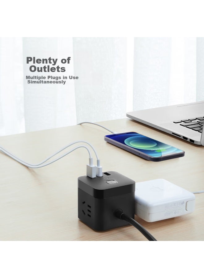 Bull 20w Pd Apple Fast Charging Cube Power Strip/extension Cord/power Bar/power Strip, Type-c+usb+3 Outlets, 1.5 Meters Long, Black, Gnv-uu2203h With Master Switch - Image 2