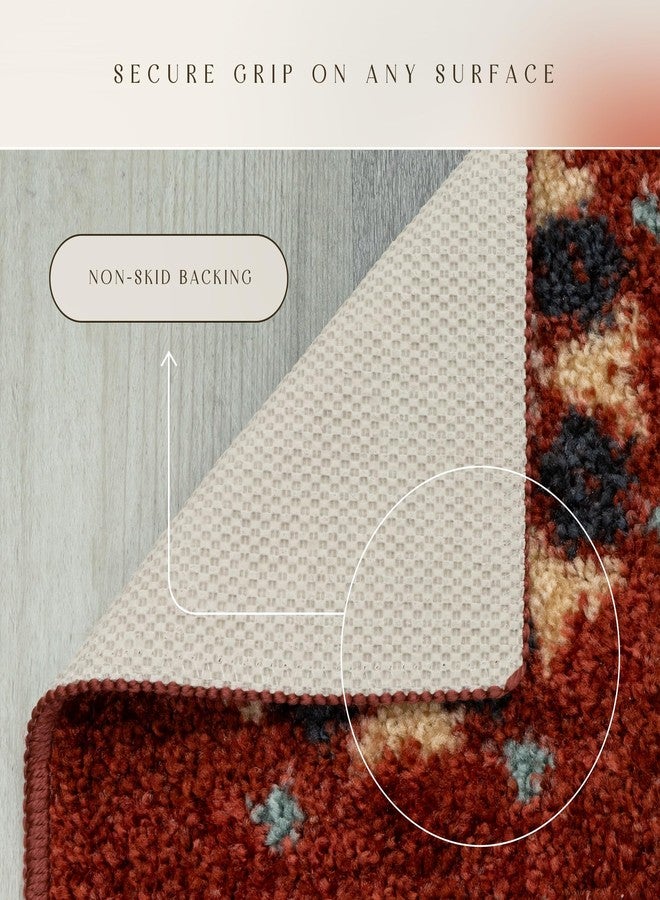 Maples Rugs Reggie Floral Runner Rug - Made in USA - Washable, Non Slip Indoor Carpet for Kitchen, Hallway, and Laundry Room, 1'8 x 5, Merlot - Image 5