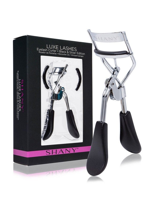 Shany Luxe Lashes Eyelash Curlerprofessional Makeup Tool For Eyelashes With Two Silicone Refill Replacement Padsblack And Silver - Image 1