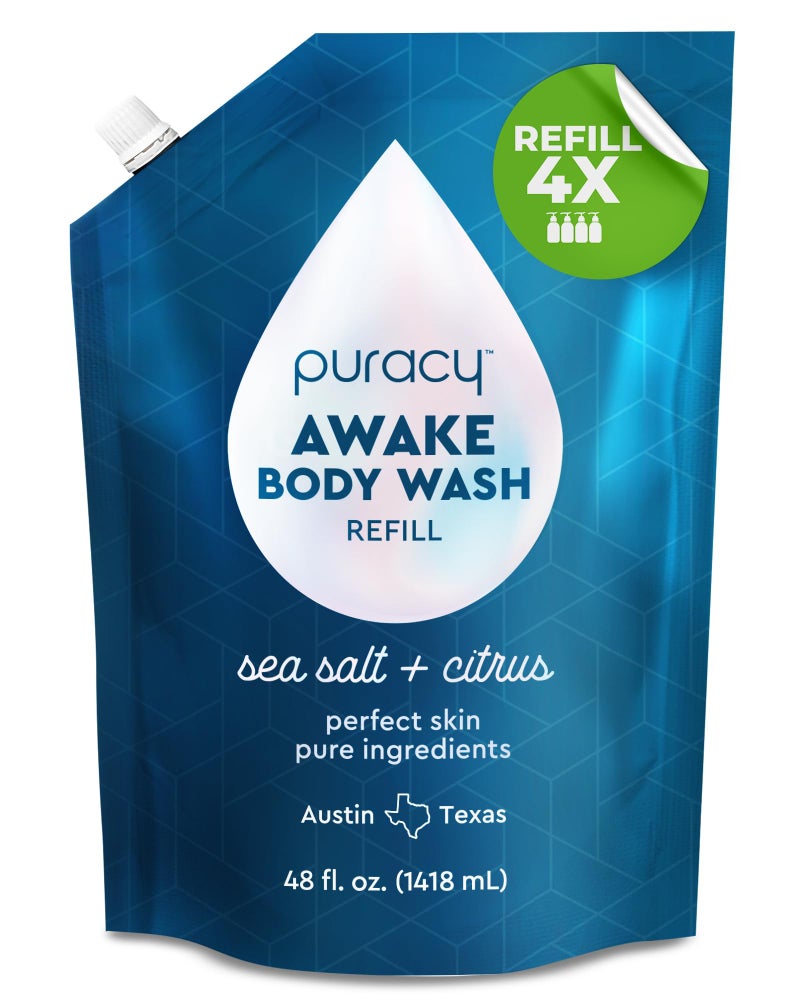 Puracy Body Wash Refill, Natural Body Wash, 98.6% Pure Plant Ingredients, Moisturizing Shower Gel for Women Men Kids, Body Soap for Dry Sensitive Skin Gently Scented with Citrus & Sea Salt, 48 Oz - Image 1