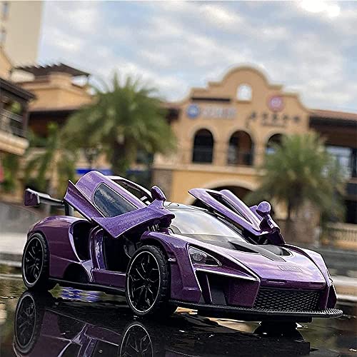 chengchuang 1:32 Scale Mclaren Senna Pull Back Toy Car With Lights And Music - For Kids,Purple - Image 3