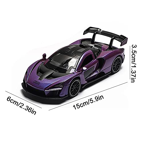 chengchuang 1:32 Scale Mclaren Senna Pull Back Toy Car With Lights And Music - For Kids,Purple - Image 4