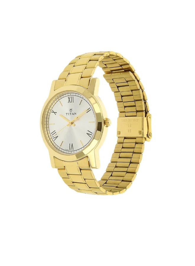 TITAN Men Analog Display Watch With Gold Metal Strap - 1644YM01