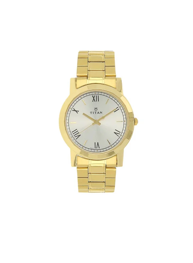 TITAN Men Analog Display Watch With Gold Metal Strap - 1644YM01