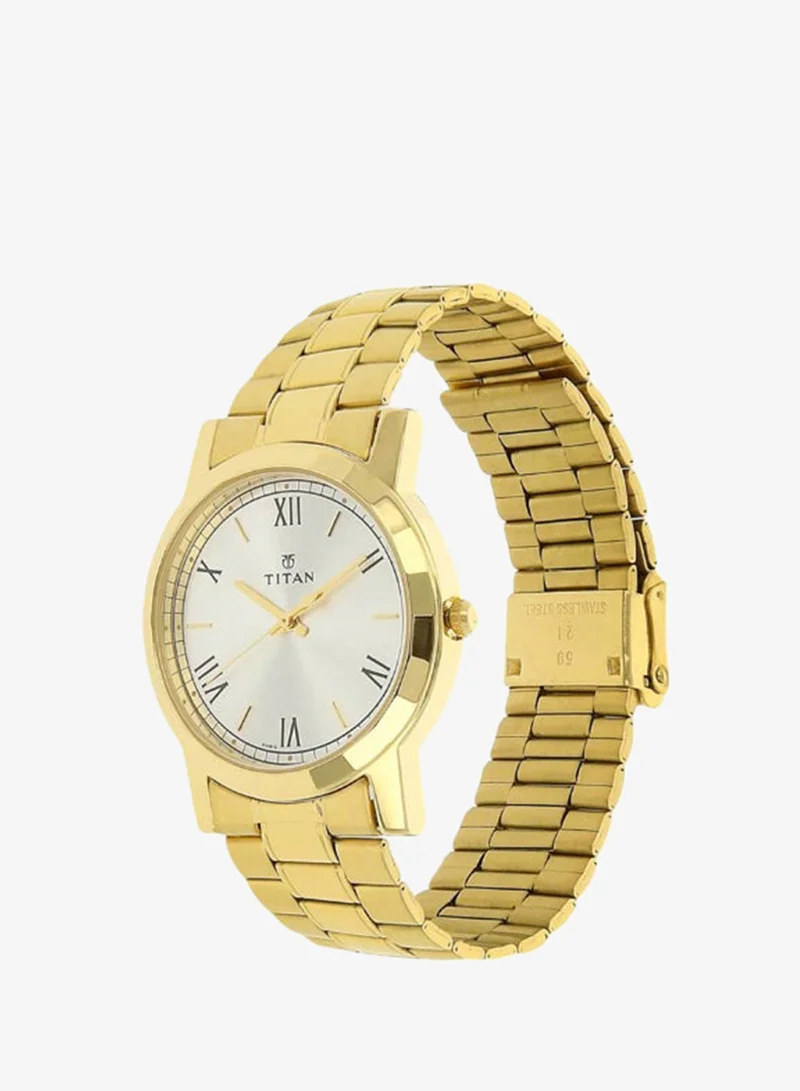 TITAN Men Analog Display Watch With Gold Metal Strap - 1644YM01