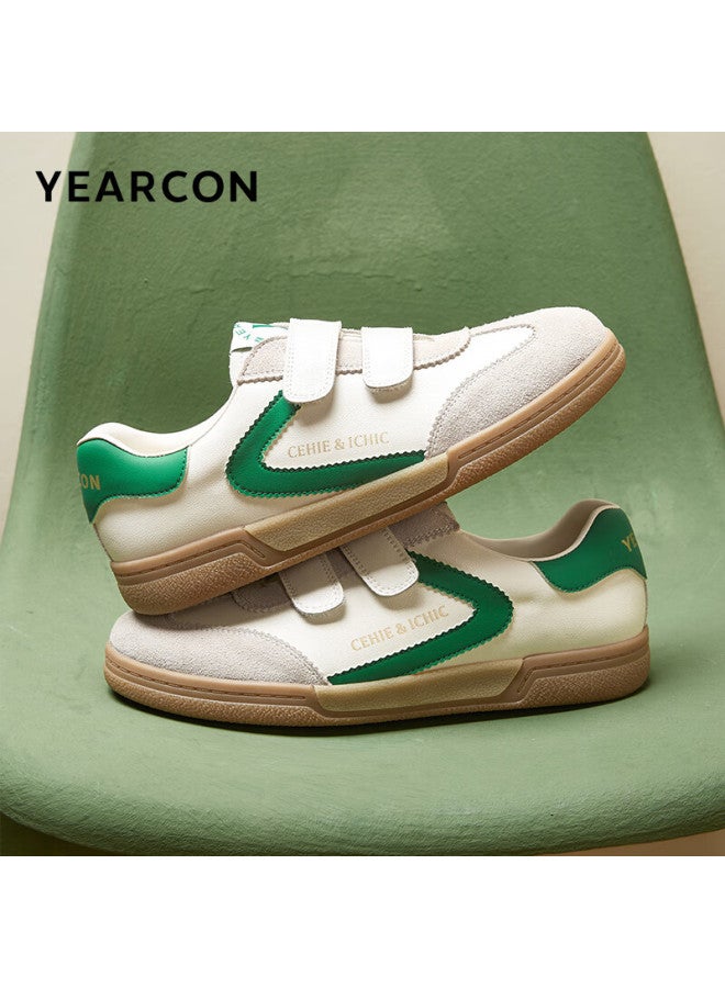 YEARCON Yierkang Women's Shoes Magic Tape Early Spring Comfortable Training Shoes Lightweight Sports Casual Shoes 28001w White/green Size 36 - Image 1
