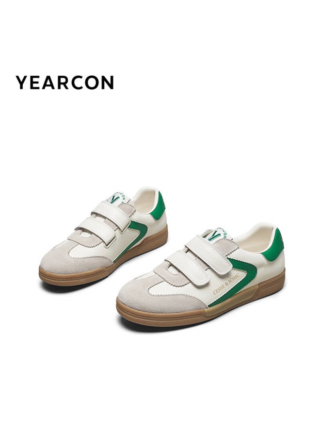 YEARCON Yierkang Women's Shoes Magic Tape Early Spring Comfortable Training Shoes Lightweight Sports Casual Shoes 28001w White/green Size 36 - Image 4