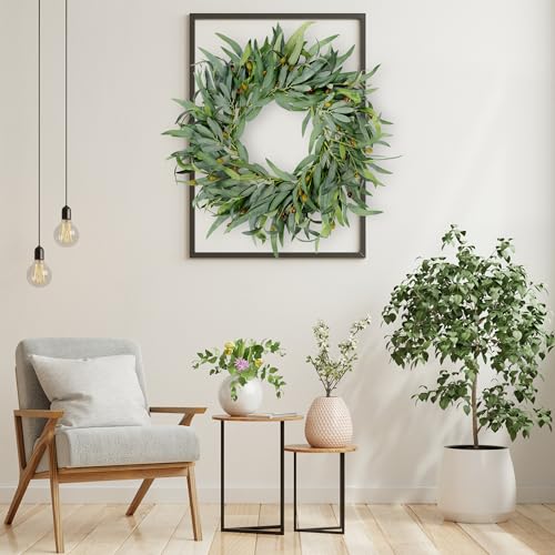 Sggvecsy Artificial Olive Wreath for Front Door 22 inch Greenery Wreath with Olive Leaves Olive Bean Green Leaves Wreath Spring Summer Wreath for All Seasons Wall Window Home Indoor Outdoor Decor - Image 3