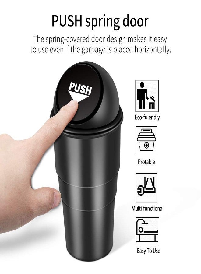 YIOVVOM Car Garbage Can with Lid, Leakproof Vehicle Automotive Cup Holder Car Trash Can, Small Trash Bin for Automotive Office Home Kitchen, Bedroom Set of 2 (Black) - Image 4