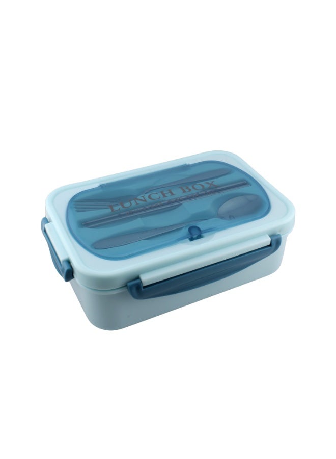 CRAVISTA Stainless Steel Lunch Box for Kids & Adults – 2 Compartment Bento Lunch Box with Cutlery |Insulated Leakproof Lunchbox, BPA Free 1200ml Tiffin for School, Office, Travel (Blue) - Image 1