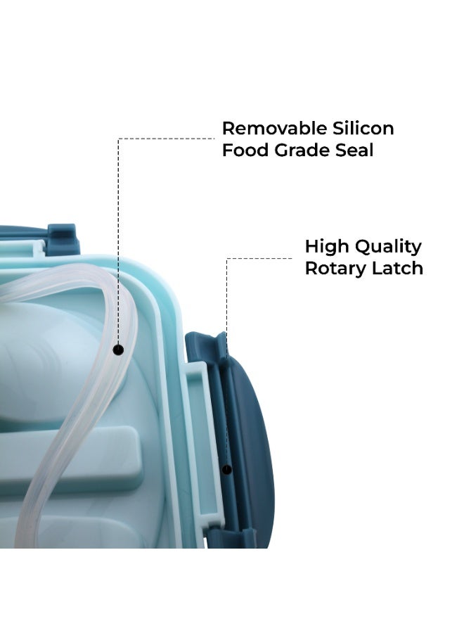 CRAVISTA Stainless Steel Lunch Box for Kids & Adults – 2 Compartment Bento Lunch Box with Cutlery |Insulated Leakproof Lunchbox, BPA Free 1200ml Tiffin for School, Office, Travel (Blue) - Image 4