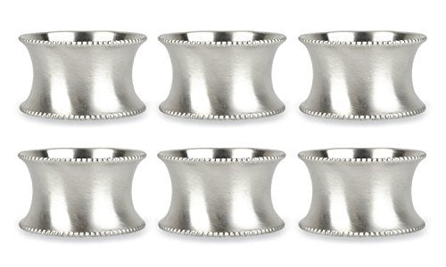 DII Decorative Assorted Silver Napkin Ring Set, One Size, Beaded Silver, 6 Count - Image 1