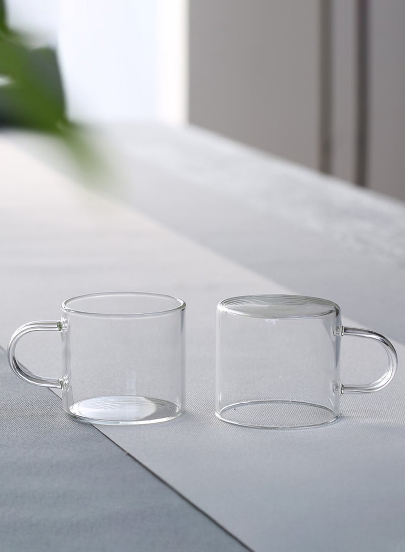 6 أكواب قهوة زجاجية شفافة عالية البورسليكات، سعة 100 مل - أكواب قهوة بتصميم مقبض للقهوة والمشروبات والاستخدام اليومي - Image 5