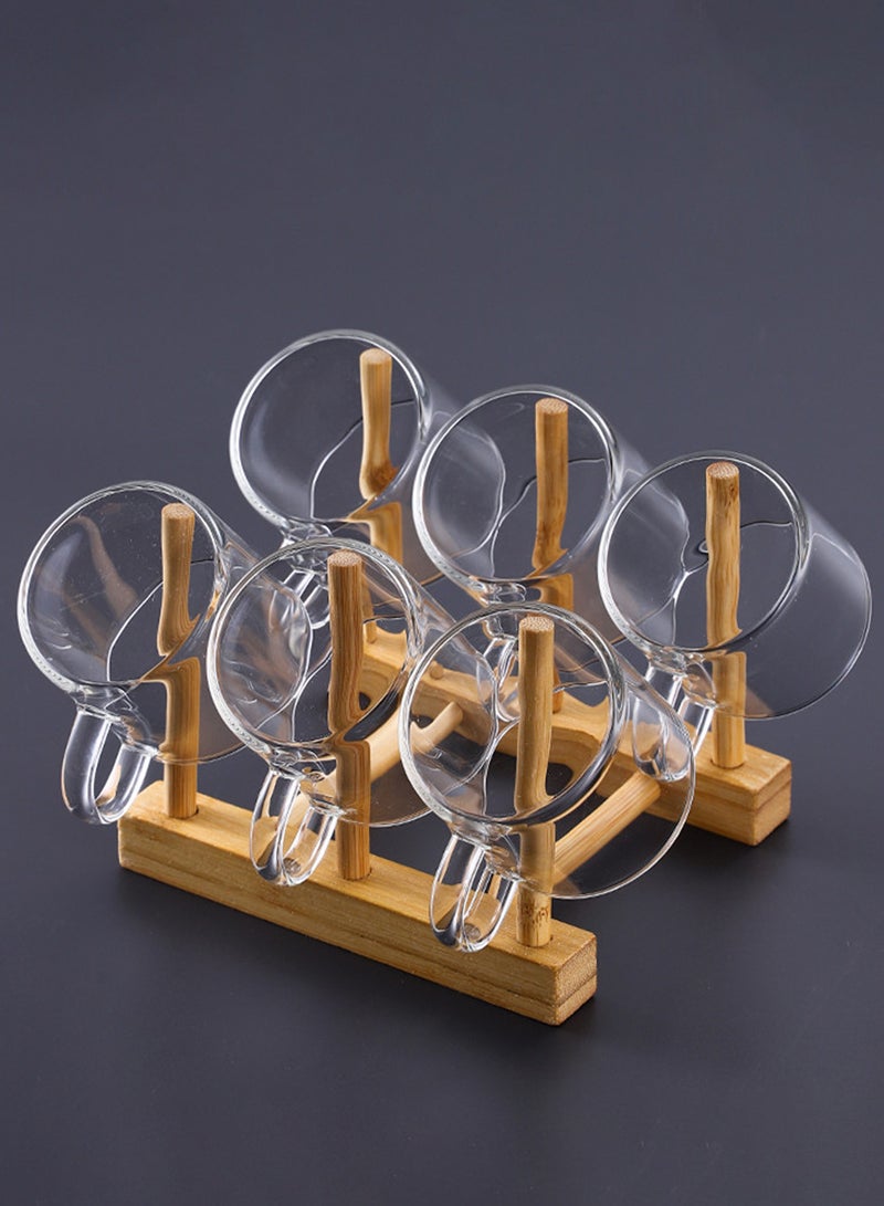 6 أكواب قهوة زجاجية شفافة عالية البورسليكات، سعة 100 مل - أكواب قهوة بتصميم مقبض للقهوة والمشروبات والاستخدام اليومي - Image 3