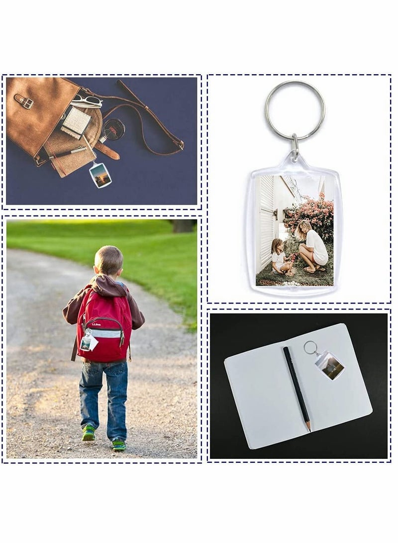 30 Pack of Double-Sided Blank Acrylic Photo Keyrings with Split Rings - Clear Keychains for Crafting and Gifting Family and Friends (4 x 5.5cm)  - Image 4