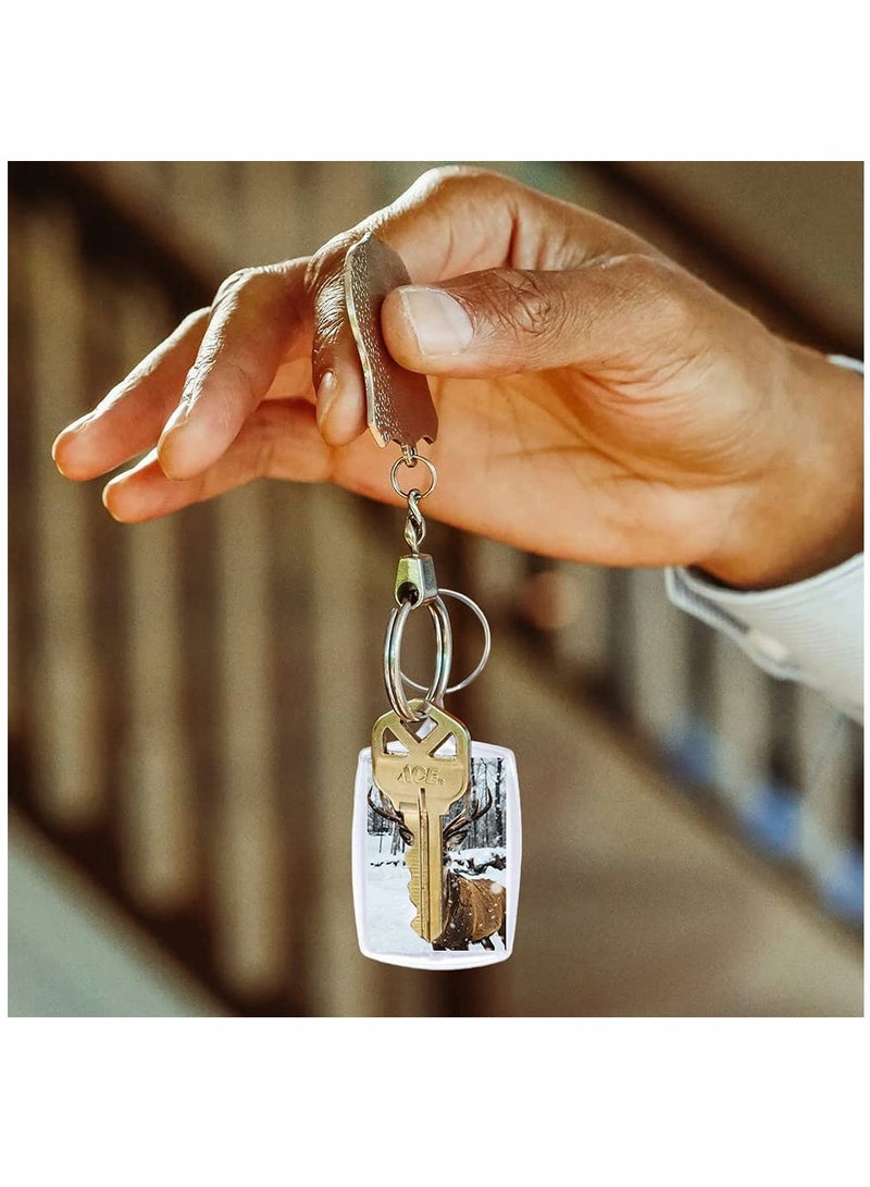 30 Pack of Double-Sided Blank Acrylic Photo Keyrings with Split Rings - Clear Keychains for Crafting and Gifting Family and Friends (4 x 5.5cm)