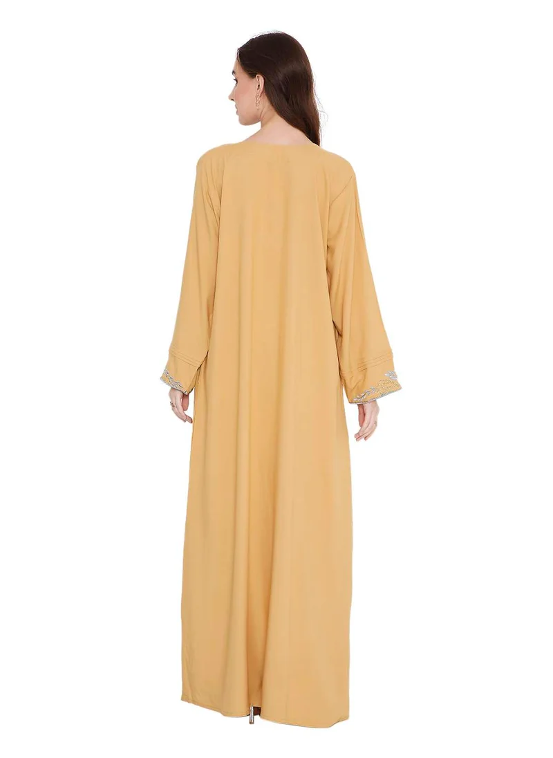 HANA & SARA LONG VISCOSE UNIQUE THREAD EMBROIDERY LONG SLEEVES ARABIC KAFTAN JALABIYA DRESSES