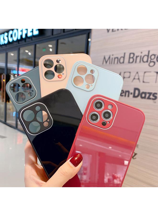 S-TOP Case For iPhone 11 Pro Solid Color Tempered Glass Phone Case - Image 3