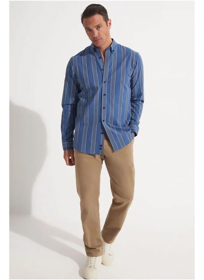 JUNE June Exclusive Men Regular Fit Striped Woven Shirt Indigo - Navy