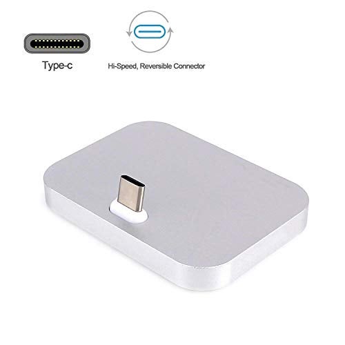 Yeebline Type C Charger Dock, [Aluminum Alloy] USB Type-C Charger Stand Cradle Charging Station Compatible with iPhone 15 Series, Nexus 6P/5X, OnePlus 3T/3/2 and Other USB-C Devices (Silver Aluminum) - Image 2