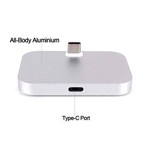 Yeebline Type C Charger Dock, [Aluminum Alloy] USB Type-C Charger Stand Cradle Charging Station Compatible with iPhone 15 Series, Nexus 6P/5X, OnePlus 3T/3/2 and Other USB-C Devices (Silver Aluminum) - Image 3