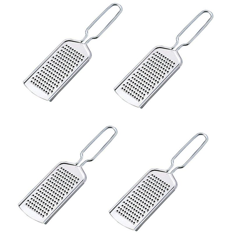 Laxmi Kitchenwere Stainless Steel Food Grinderfor Garlic Tomatoes Beans Legumes Onions Stainless Steel Cheese Grater Steel Kisni for Kitchen Ginger Grater Citrus Zester Grater for Kitchen Pack of 4 - Image 1
