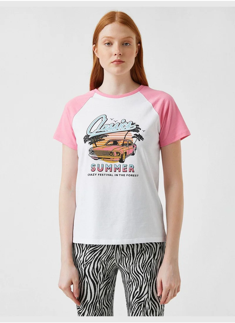 KOTON Printed Short Sleeve Cotton T-Shirt