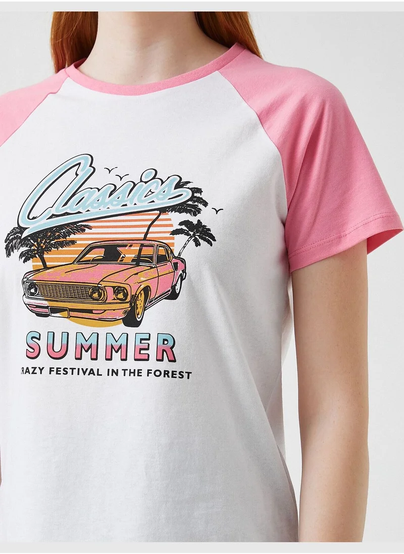 KOTON Printed Short Sleeve Cotton T-Shirt