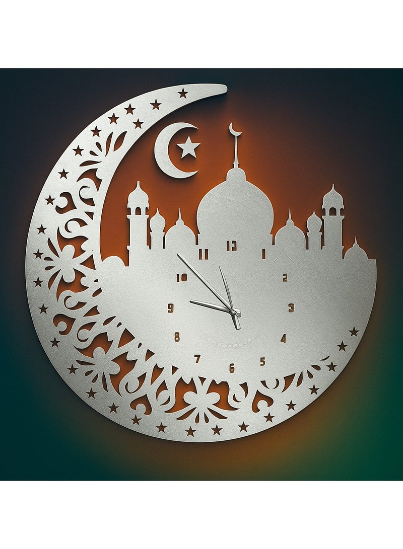 REBENUO Clock Islamic Art Wall – Mosque & Moon Design for Living Room or Office, 60x60 cm - Image 4