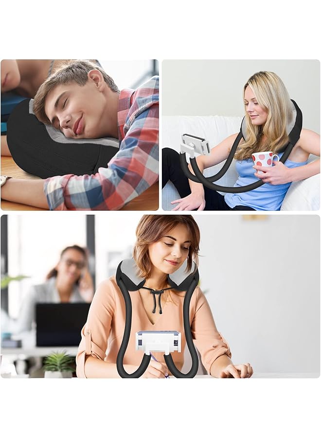 erorex Neck Phone Holder Lazy Gooseneck Phone Pillow Holder Bracket 360° Rotation Universal Mobile Phone Tablet Stand For 4 Inch To 11 Inch Devices Fits For Iphone For Galaxy S21 For Ipad Black - Image 4