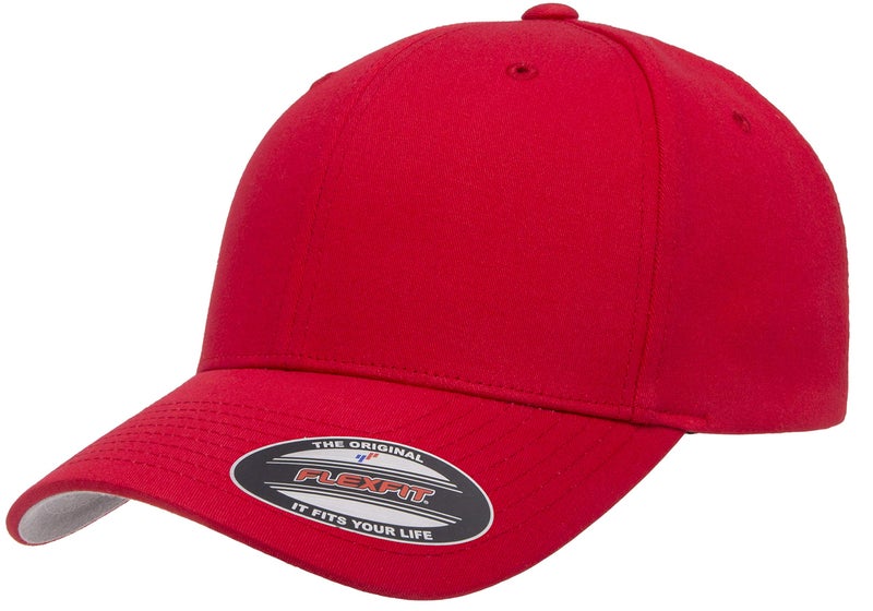 Flexfit Unisex Cotton Twill Fitted Baseball Cap, Red, Small-Medium - Image 3