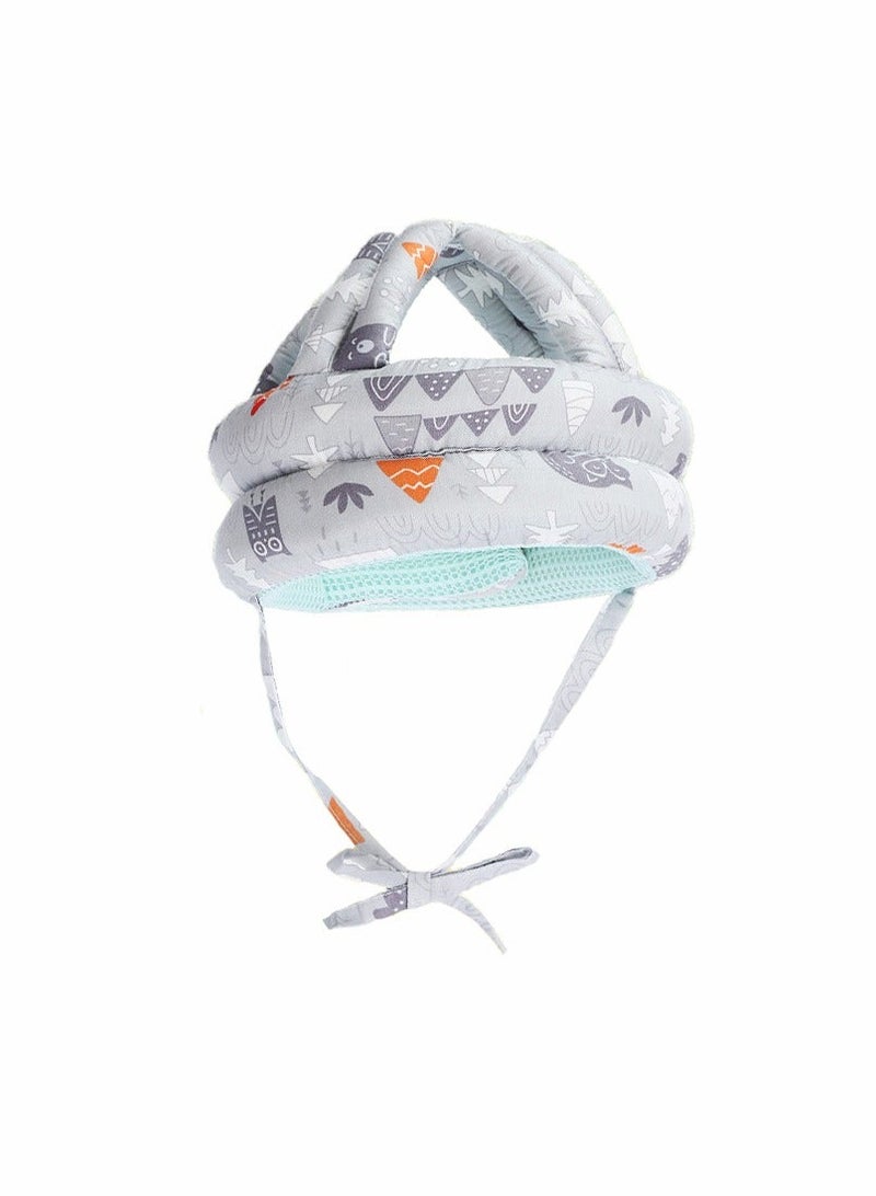 Baby Head Protector Helmet Breathable Safety Head Guard Cushion with Adjustable Straps Protection Cap Harnesses Hat for Infant Toddlers Learn to Walk and Kid Gray Forest - Image 1