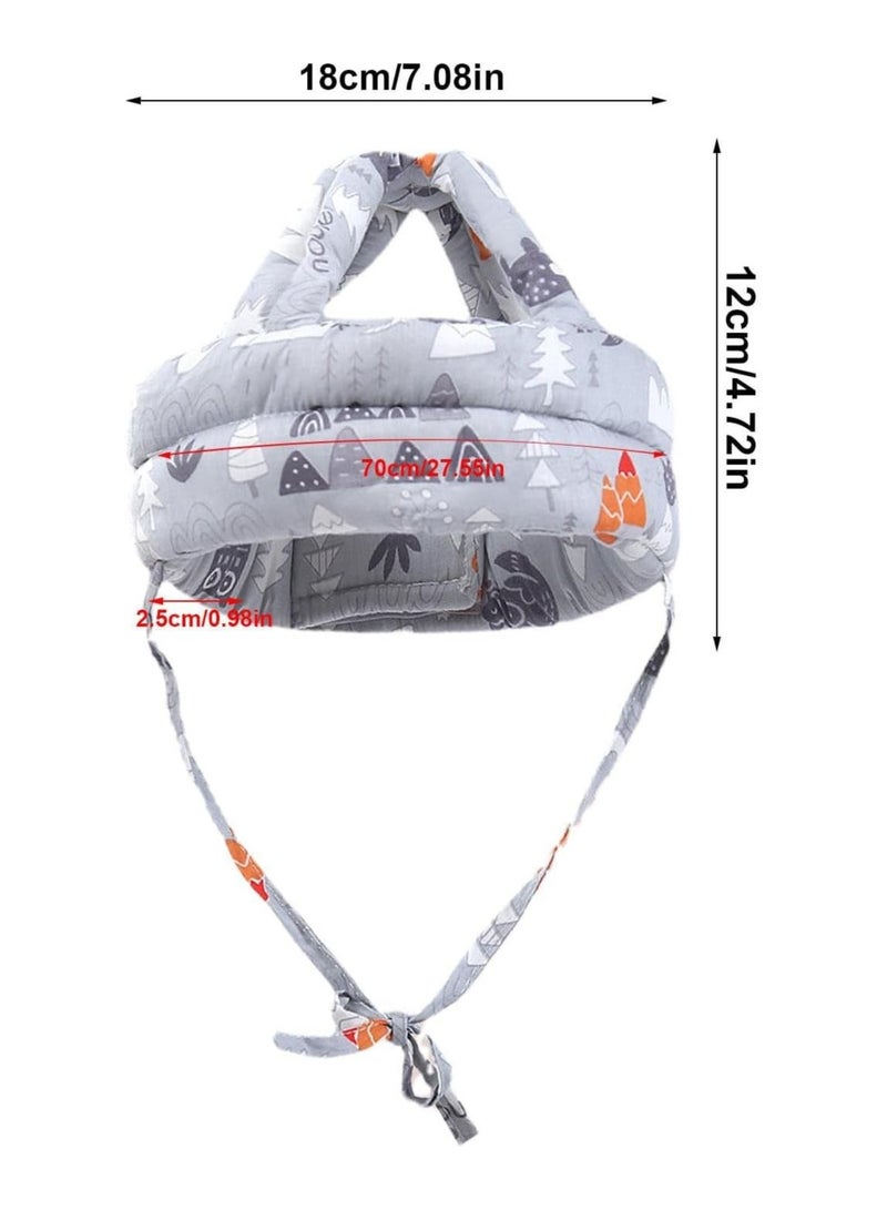 Baby Head Protector Helmet Breathable Safety Head Guard Cushion with Adjustable Straps Protection Cap Harnesses Hat for Infant Toddlers Learn to Walk and Kid Gray Forest - Image 3