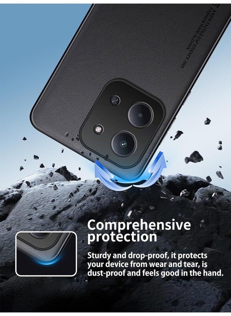 WRISTWISE Case Cover for Redmi 15C, Phone Protective Case, Anti-Drop, Shock-Absorbing, Comprehensive Protection, Leather PC Hard Cover, Protective Cover for Redmi 15C (Black) - Image 3