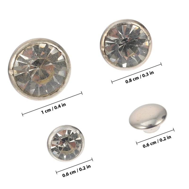 Mixed Silver Rhinestone Metal Studs for Leather Craft Repair Bag Decoration 6mm 8mm 10mm 60 Pcs - Image 3
