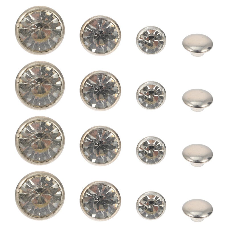 Mixed Silver Rhinestone Metal Studs for Leather Craft Repair Bag Decoration 6mm 8mm 10mm 60 Pcs - Image 2