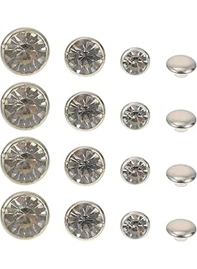 Mixed Silver Rhinestone Metal Studs for Leather Craft Repair Bag Decoration 6mm 8mm 10mm 60 Pcs - Image 1